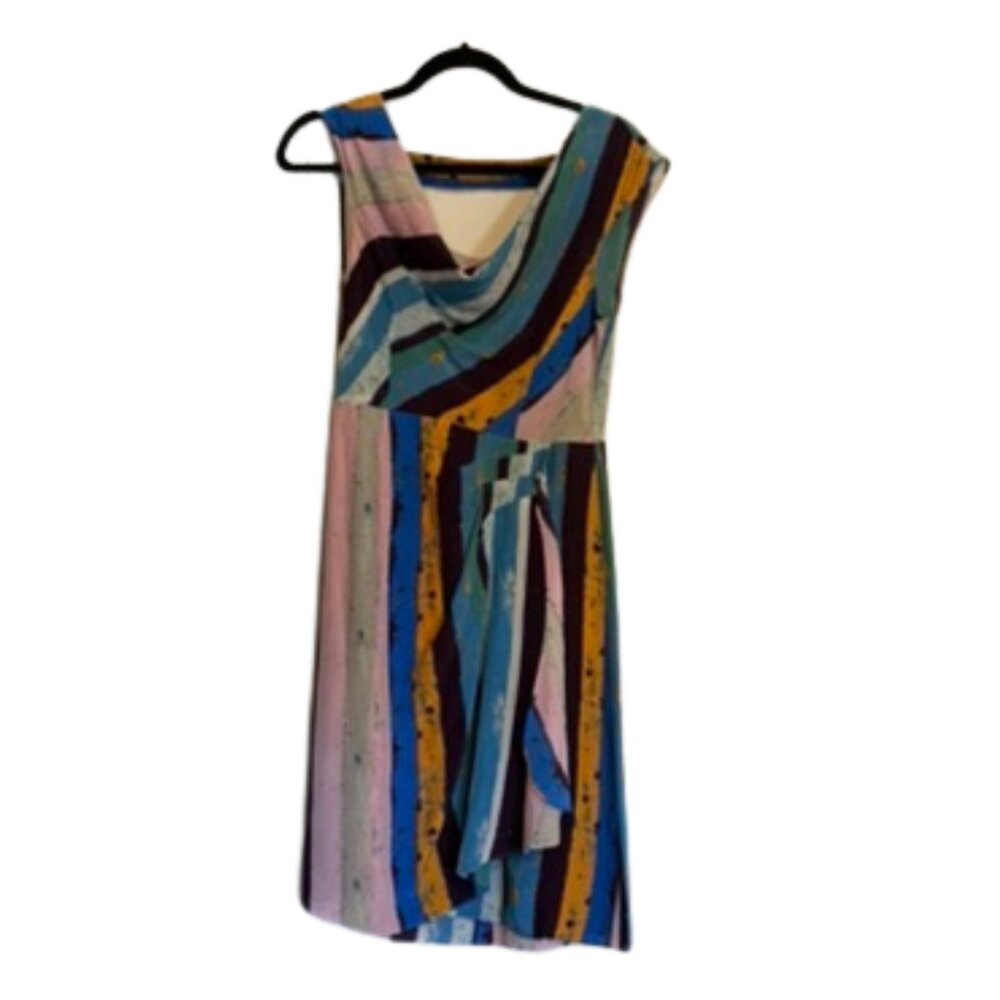 Plenty by Tracy Reese Multicolor Abstract Striped Silk Dress Women's Size 4